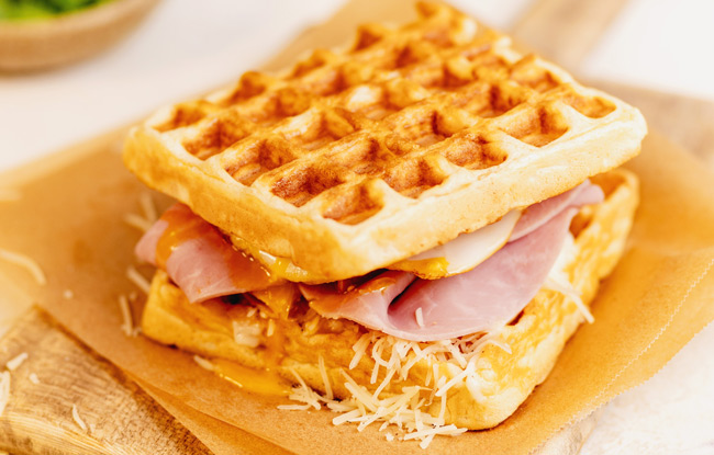 Croque-gaufre au jambon