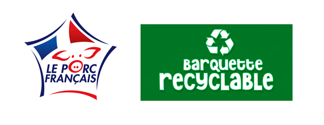 Logos VPF et barquette recyclable