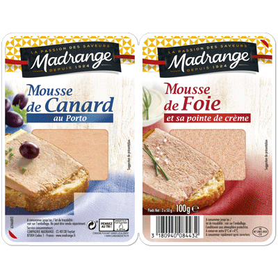 Mousse de canard au porto<br>& mousse de foie et sa pointe de crème</br>2 x 50 g
