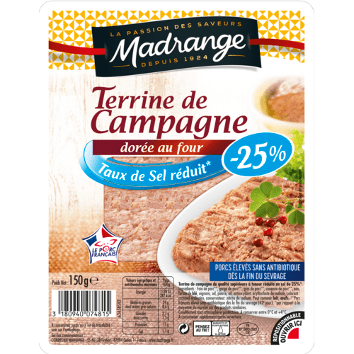 Terrine de campagne dorée au four Taux de sel réduit* -25%