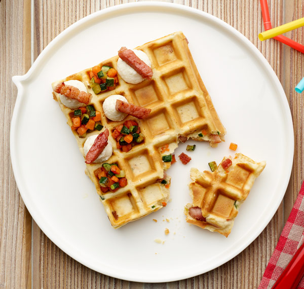 gaufre salée légumes lardons