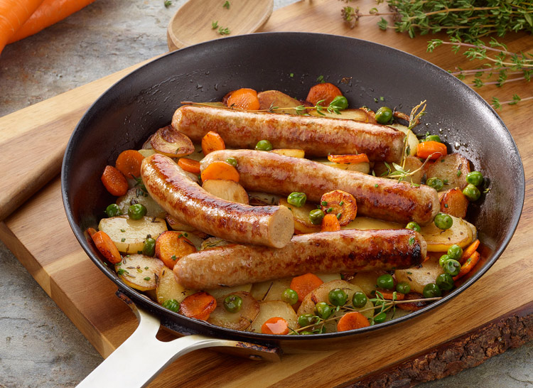 Fricassée de légumes aux saucisses