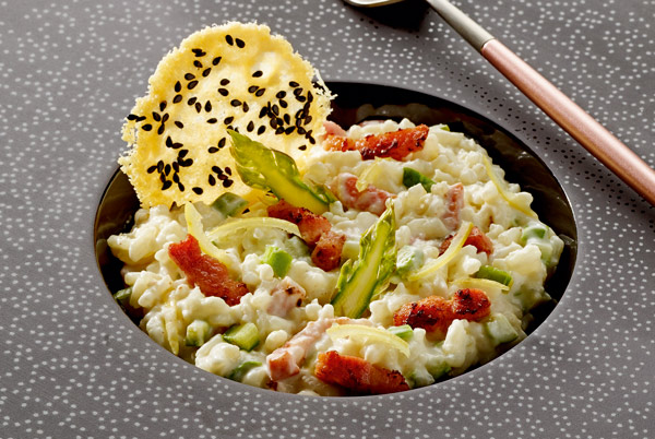 Risotto aux lardons et asperges vertes