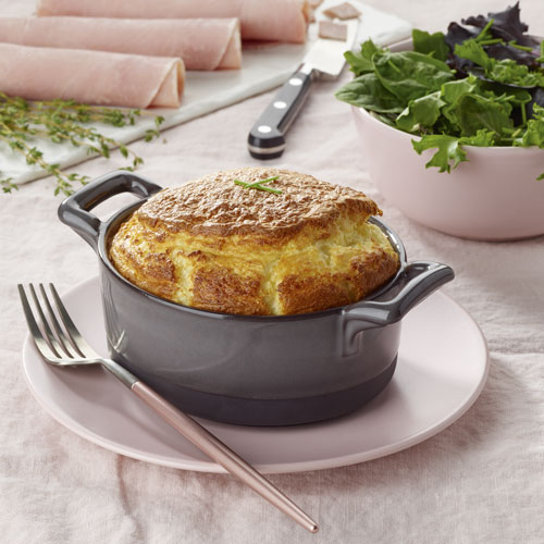 Soufflé au jambon blanc et au fromage de chèvre