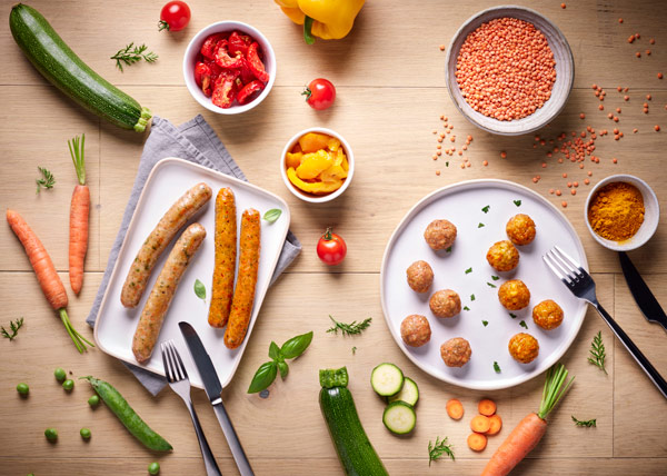 Photo de la gamme de saucisserie Ô P'tits Légumes