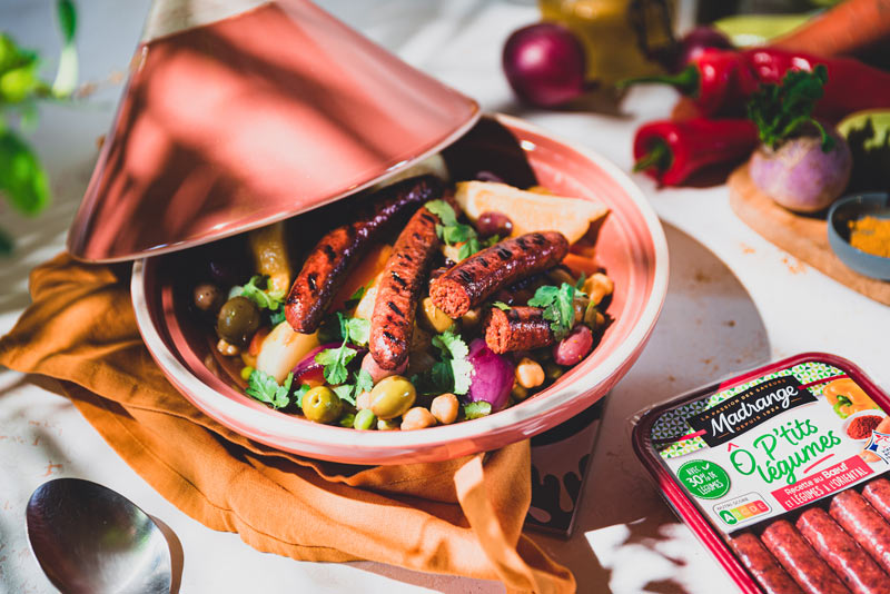Tajine à l'orientale aux boulettes et merguez