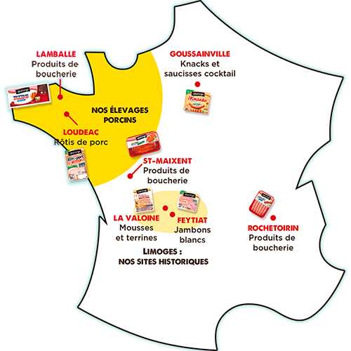 Carte de France des usines Madrange