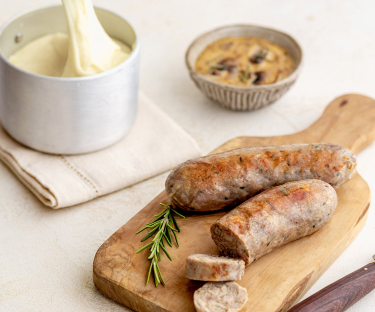 Andouillettes, aligot et sauce moutarde à l'ancienne