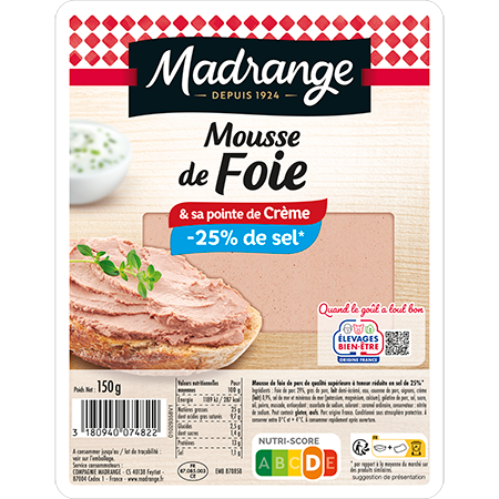 Mousse de foie Taux de sel réduit* -25%