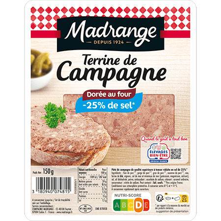 Terrine de campagne dorée au four Taux de sel réduit* -25%