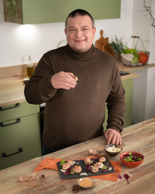 Champignons farcis présentés par Thierry