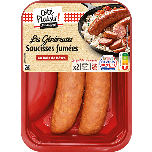 Saucisses fumées au bois de hêtre en format plus généreux
