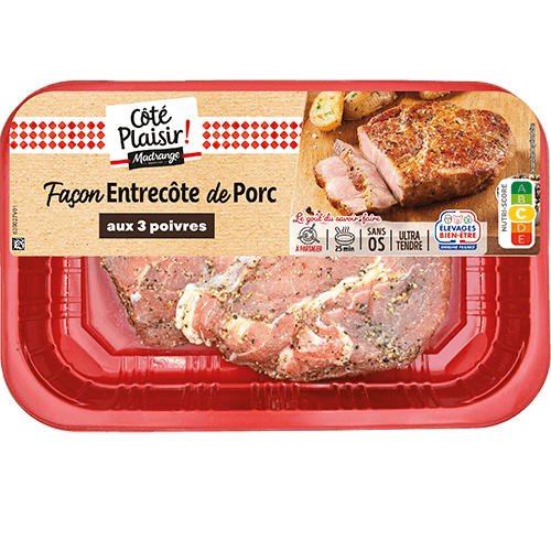 Façon entrecôte de porc aux 3 poivres